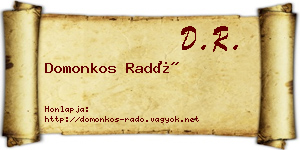 Domonkos Radó névjegykártya